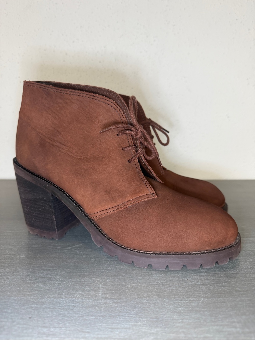 Vintage Riverstone Woodchuck-49 Dark Brown Nubuck Leather Ankle Boots Size 8B